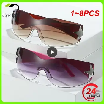 1~8PCS sem aro dos Óculos de sol Oversized Moda Y2K Envoltório em Torno de Óculos de sol Punk, Uma Peça de Óculos de Esportes Óculos de Sol com Tons de Condução