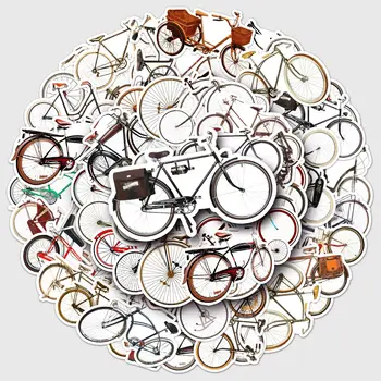50Pcs Vintage Bicicleta Adesivos de desenhos animados Retro Decorativos Decalque DIY Telefone Portátil de Bagagem Diário de Scrapbooking Parede Decoração Crianças Brinquedo B2