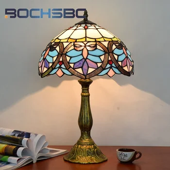 BOCHSBC Tiffany vitrais lâmpada de mesa retro barroco, estilo art Deco, sala de estar, bar, sala de jantar estudo de quarto de cabeceira olho lâmpada