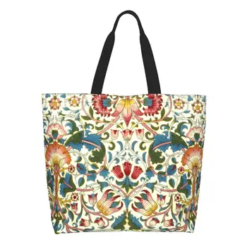 Engraçado William Morris De Compras, Sacola De Reciclagem Têxtil Floral Padrão De Mantimentos Lona Ombro Shopper Bag