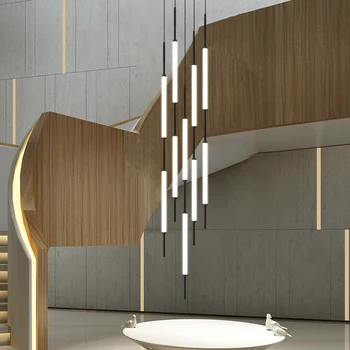 Novo LED candelabro duplex vila alta-subir escada sala de estar interior lustre do Hall Industrial corda longo tubo Lustre