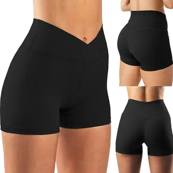 Casual Mulheres Shorts, Skinny Cruz Cintura Quadril Elevador Mulheres Yoga Shorts de Cintura Alta Suor absorvente de Calças Curtas para a Execução de
