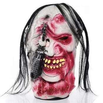 Halloween Bloody Face Máscara De Zumbi Assustador Festa A Fantasia De Cosplay Fantasma De Terror Arnês De Látex De Fusão De Sangue Máscara De Caveira