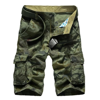 Homens Casual 100% Shorts de Algodão de Camuflagem Militar Tático Calças Curtas Multi-bolso Macho Solta Shorts de Carga de Trabalho Shorts