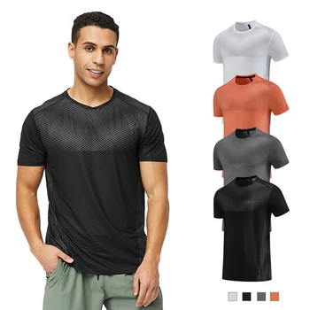 Homens Ginásio de Vestuário de Desporto T-Shirt de Fitness Execução de Exercícios de Treinamento de camisa de Manga Curta Seca Rápido, Sportswear Homens Dry Fit Camisa