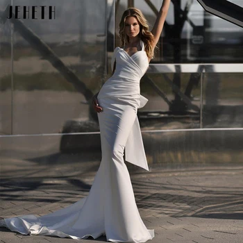 JEHETH 2023Delicate Sereia Vestido de Noiva Off Ombro Arco de Cetim Robe De Mariée Para Mulheres Elegantes Querida Vestido de Noiva Plissado