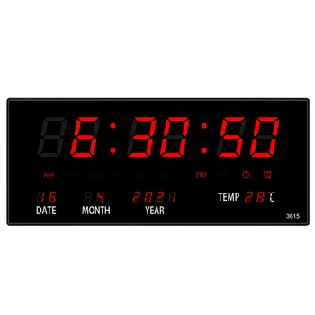 LED Calendário Perpétuo Relógio Eletrônico Digital de Parede Relógio de Alarme de hora em Hora Marcando a Temperatura de Relógios de Mesa Home Office Vermelho