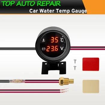 Rodada Digital do Diodo emissor de Carro Caminhão temperatura da Água Medidor de Temperatura Sensor de Temperatura Moto + Voltímetro Volts de Tensão de 2 Metros em 1 de 12,0 V 24 V
