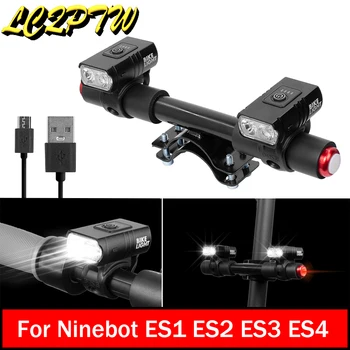 Scooter elétrico da Luz de USB, Farol de LED Recarregável à prova de chuva Frente Lâmpada para Ninebot ES1 ES2 ES3 ES4 Aviso de Lanterna