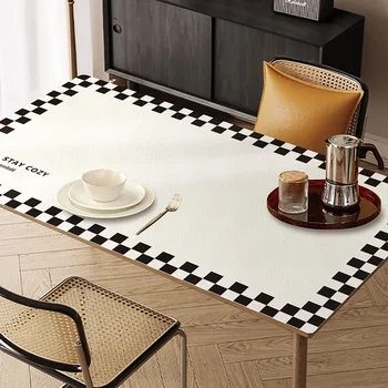 Tabuleiro de xadrez, couro toalha impermeável, resistente a óleo, lavável, e escalde resistente à mesa de jantar mat