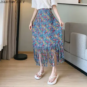 Y2k Saia Plissada para as Mulheres de Verão de Nova coreano Cintura Alta Slim Moda de Borla Hip-Wrap Saia Tendência Vintage de Uma Linha Apertada Saias